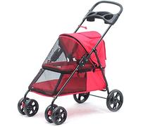 Double Dog Stroller Pet Travel Stroller Foldable Four-Wheeled Trolley Suspension Commutation Cat and Dog Cart Large (B)