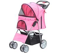 Double Dog Stroller Pet Travel Stroller Premium Heavy Duty Pet Roadster with 4 Wheels Foldable Dog Cat Pushchair Pram Applicable (B)