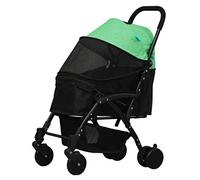 Double Dog Stroller Pet Trolley Cart 4 Wheels Foldable Pram for Cat Dog 360° Rotation Front Wheel Pet Travel Stroller Quick Folding Max Loading 15kg Pet (C) (G)