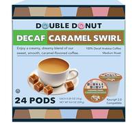 Double Donut Coffee Decaf Caramel Swirl Flavored Coffee Single Serve Cups For Keurig K Cup Brewer (24 Count)