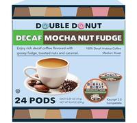 Double Donut Coffee Decaf Mocha Nut Fudge Flavored Coffee Single Serve Cups For Keurig K Cup Brewer (24 Count)