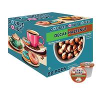 Double Donut Coffee Double Donut Flavored Decaffeinated Coffee, Hazelnut, Decaf Coffee Capsules for Keurig K Cup Machines, 80 Count (Pack of 1)