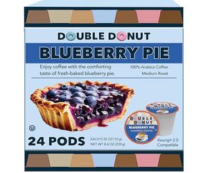 Double Donut Coffee Medium Roast Blueberry Pie Flavored Coffee Pods, 24 Count for Keurig K-Cup Brewers