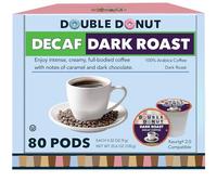 Double Donut Decaf Dark Roast Coffee Pods, Extra Bold Blend Coffee, Single Serve Coffee For Keurig K Cups Machines, Decaf Dark Roast Coffee in Recyclable Capsules, Pack of 80