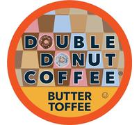 Double Donut Flavoured Coffee Pods, Butter Toffee Coffee, Single Portion, Medium Roasted Coffee for Keurig K Cup Brewers, Pack of 24