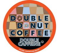 Double Donut High Caffeine Coffee Pods, Extra Strong Double Caffeine Coffee Cups for Keurig K Cup Brewer Machines Single Serve Dark Roast Coffee, 48 Count
