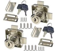 Double Door Cabinet Lock with Double Deadbolt - Keyed Alike, Left Side Mount - Drilling Diameter 3/4" (2 Pack)