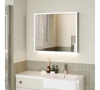 Double Door Chrome Bathroom Mirror Cabinet with Lights Bluetooth Speaker & Demister 800 x 700mm - Ursa