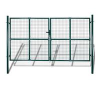 Double Door Fence Gate 300x150 cm Powder-Coated Steel vidaXL