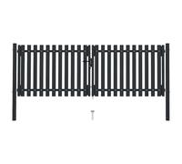Double Door Fence Gate Anthracite Powder-Coated Steel 306x125cm Adjustable Lock