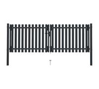 Double Door Fence Gate Anthracite Powder-Coated Steel 306x125cm Adjustable Lock