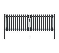 vidaXL Double Door Fence Gate Steel 306x175cm Anthracite Garden Barrier Border