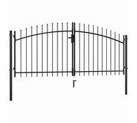 vidaXL Double Door Fence Gate with Spear Top 300x150cm Yard Walk-through Doors