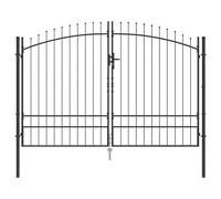 vidaXL Double Door Fence Gate with Spear Top 300x150cm Yard Walk-through Doors