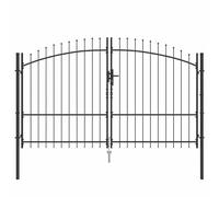 Double Door Fence Gate with Spear Top Garden Yard Entryway Multi Sizes vidaXL