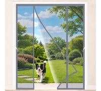 Double Door Fly Screen Grey 340x230cm Extra Wide Heavy Duty Bug Mesh Curtain Insect Door Screen with Full Frame Magic Tape for Pets that Love to roam in and Out of the Garden