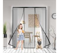 Double Door Magnet Screen 280x210cm Mesh Left Right Side Opening Material Mesh Stronger Than Fiberglass, Pet & Kid Friendly, Hands Free Black