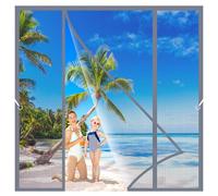Double Door Magnetic Fly Screen 150x240cm Mesh Curtain Anti Mosquito with Powerful Magnets Shut Automatically Lets Fresh Air in for Front Patio Sliding Doors Bedroom Grey