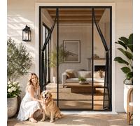Double Door Magnetic Fly Screen Black 250x300cm Extra Large Hands Free Instant Mesh Mosquito & Bug Net Curtain Keep Open Straps for maximizing Fresh air Circulation on Warm British Evenings