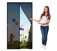Double Door Magnetic Fly Screens for Doors, 145 x 200 cm Patio Curtain Insect Mesh, Shuts Automatically Flyscreen French Doors for All Doors, Bug-Free Net Flies/Mosquito, Black