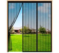 Double Door Magnetic Fly Screens for Doors -270(90/90/90) x200cm Double Door Screen Curtain, Powerful Magnets, Full Frame Hook and Loop for Patio Door, Sliding Door, Double Door, French Door