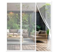 Double Door Magnetic Fly Screens for Doors - Mesh Curtain 120x210cm Customized Magnetic Screen Door Fly Curtains for Double Door Patio French Door Mosquito Net White