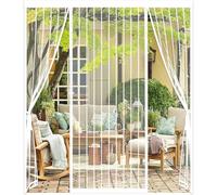 Double Door Magnetic Fly Screens for Doors - Mesh Curtain 130x200cm Customized Magnetic Screen Door Fly Curtains for Double Door Patio French Door Mosquito Net White