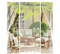 Double Door Magnetic Fly Screens for Doors - Mesh Curtain 180x200cm Customized Magnetic Screen Door Fly Curtains for Double Door Patio French Door Mosquito Net White