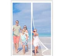 Double Door Magnetic Fly Screens for Doors - Mesh Curtain 210x200cm Customized Magnetic Screen Door Fly Curtains for Double Door Patio French Door Mosquito Net White