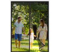 Double Door Magnetic Fly Screens for Doors - Mesh Curtain 210x200cm Customized Magnetic Screen Door Fly Curtains for Double Door Patio French Door Mosquito Net White