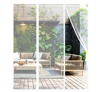 Double Door Magnetic Fly Screens for Doors - Mesh Curtain 250x210cm Customized Magnetic Screen Door Fly Curtains for Double Door Patio French Door Mosquito Net White