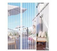 Double Door Magnetic Fly Screens for Doors - Mesh Curtain 300x210cm Customized Magnetic Screen Door Fly Curtains for Double Door Patio French Door Mosquito Net White