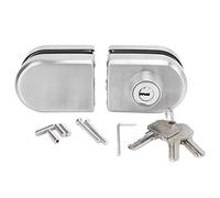 Double Door Push Sliding Glass Door Lock, Security Lock for Frameless Swinging Glass Doors, Stainless Steel Lock with Anti Violent Destruction Design, Heavy Duty Office Access Cont