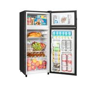 Double Door Refrigerator with Freezer, 4.5 Cubic Feet Small Refrigerator with Freezer, 7 Adjustable Temperature Settings, Mini Fridge for Apartment, Bedroom and Office, Color