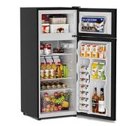 Double Door Refrigerator with Freezer, 4.5 Cubic Feet Small Refrigerator with Freezer, 7 Adjustable Temperature Settings, Mini Fridge for Apartment, Bedroom and Office, Color
