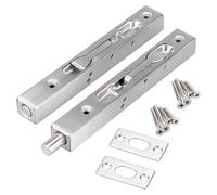 Double Door Security Latch, Flush Bolt with Corrosion Resistant Stainless Steel Hidden Design Door Lock, Easy to Install Surface Mounted Bolt for Fren
