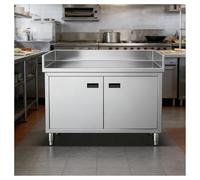 Double-door Stainless Steel Workstation with Three-sided Enclosure Design Worktable Metal Prep Table Fully Welded Construction Kitchen Cutting Board Countertop(100x60x80cm/39.4x23.6x31.5”)