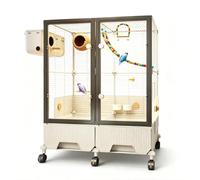 Double-Door Transparent No-Mess Bird Cage W/Seed Guard Large For Parrots