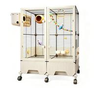 Double-Door Transparent No-Mess Bird Cage W/Seed Guard Large For Parrots
