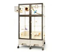 Double-Door Transparent No-Mess Bird Cage W/Seed Guard Large For Parrots