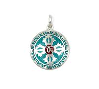 Double Dorje Pendant Necklace for Women & Men - Handmade Tibetan Amulet with Turquoise - Boho Spiritual Jewellery Gift for December Birthstone