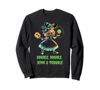 Double Double Dink Trouble Funny Witch Pickleball Halloween Sweatshirt