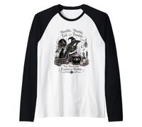 Double Double Toil and Trouble Fire Burn Cauldron Bubble Raglan Baseball Tee