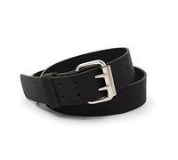 Double Down Leather Belt | Made in USA | Leather Belt for Men | Two Prong Mens Work Belt | Men's Belts Casual, Midnight Black, Size 40 (Fits Size 38 Pants)