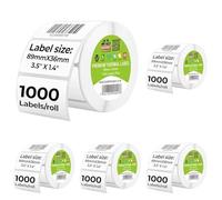 Double Dragon, 1,000 Direct Thermal Labels, 89mm x 36mm, Premium Coated, Self-Adhesive White Stickers, for Zebra, MUNBYN, Toshiba, Citizen, Eltron Printers and More (Pack of 5)