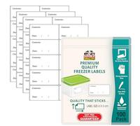 Double Dragon 100-Pack Premium Removable Freezer Stickers-6x3cm | Waterproof Labels for Food Containers, Baby Pots etc | Strong Adhesive, Easy to Write Surface | Peel Off Clean with No Sticky Residue