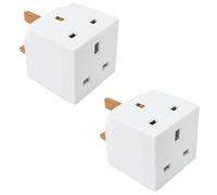Double Dragon 2-Pack 13A 2-Way 3-Pin Multi Plug Adapter | Converts 1 Plug into 2 | Cube Wall Socket Splitter for Multiple Connections | Child Safety Shutters | UKCA & CE Certified