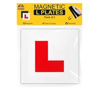 Double Dragon 2-Pack Fully Magnetic Red L Plates for Learner Drivers | DVLA Legal 178x178mm UK Road Signs | Extra-Strong 1.25mm Rubber Magnet, PVC Finish | Durable, Scratch-Free, Wind & Heat Resistant