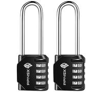 Double Dragon 2-Pack Heavy Duty Combination Padlock | 49mm x 42mm | 4-Digit Resettable Code | Long Hardened Shackles | Weather-Resistant Security Lock for Lockers, Gates, Luggage & Outdoor Use