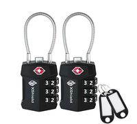 Double Dragon 2-Pack TSA Approved Suitcase Locks | Strong Shackle, Cut-Resistant Zinc Alloy, Lightweight 3-Digit Combination Travel Padlocks for Luggage, Bags & Backpacks